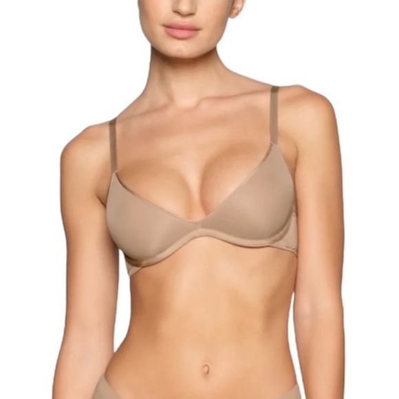 SKIMS Other - *SOLD* NWT SKIMS Weightless Scoop Bra in Mica 34 H Cream Tan Mesh Push-Up Plunge